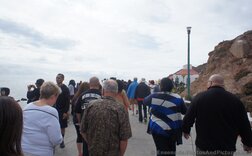 Tourists making way to La Bufadora blow hole from marketplace.jpg