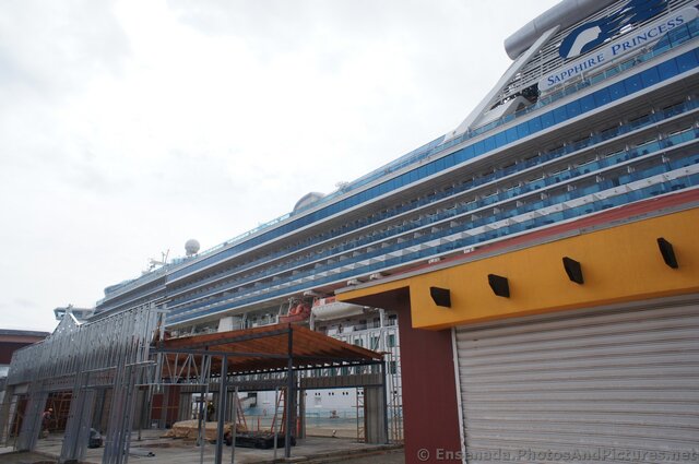 Unfinished building at Ensenada port next to Sapphire Princess cruise ship.jpg