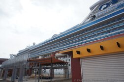 Unfinished building at Ensenada port next to Sapphire Princess cruise ship.jpg
