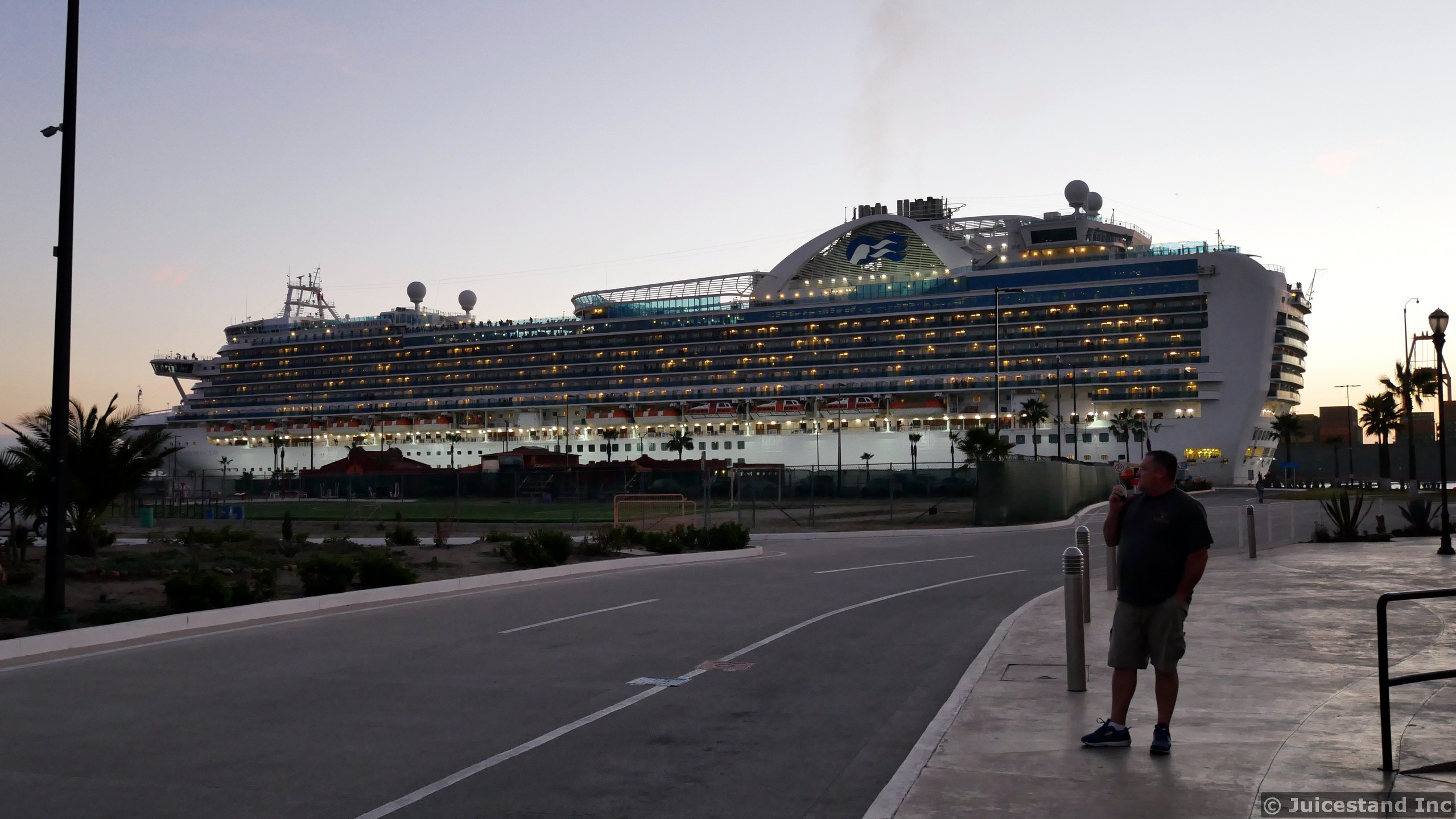 Emerald Princess at Dusk in Ensenada Mexico
