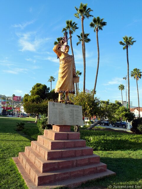 Golden Native Warrior Statue at Civic Plaza de la Patria Ensenada